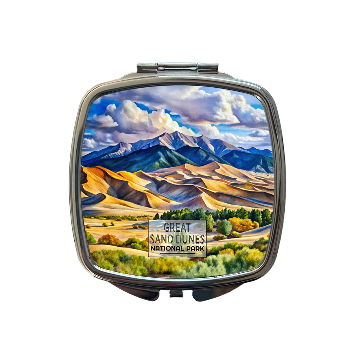 Great Sand Dunes National Park Florida Watercolor Small Travel Purse Handbag Pocket Makeup Compact Mirror