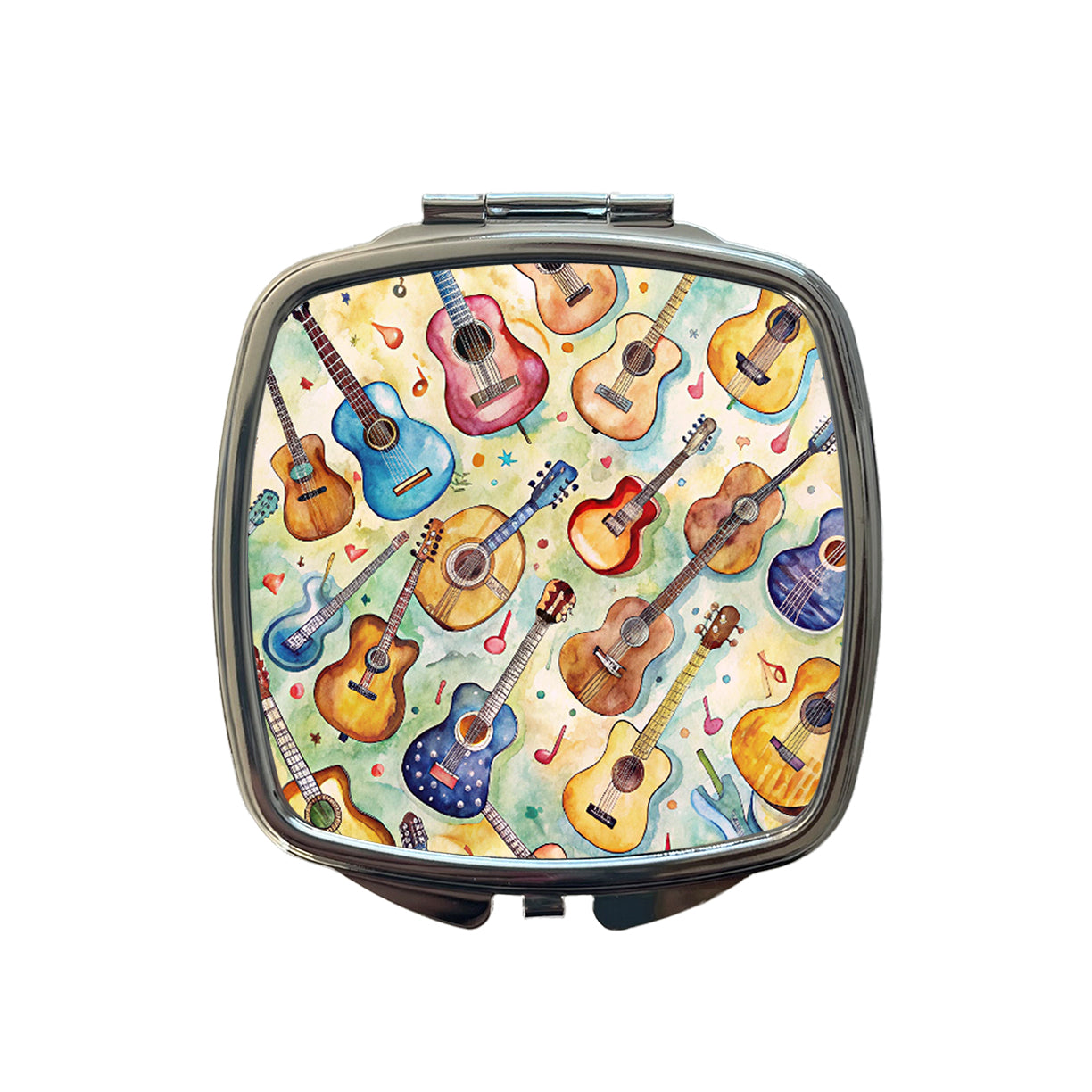 Guitars Artistic Colorful Music Small Travel Purse Handbag Pocket Makeup Compact Mirror