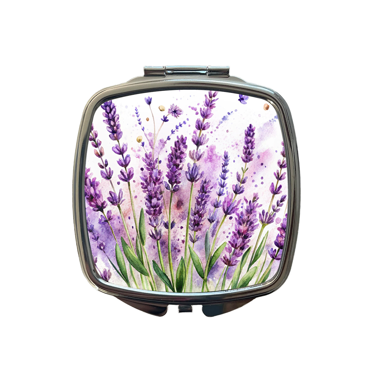 Lavender Flowers Watercolor Small Travel Purse Handbag Pocket Makeup Compact Mirror
