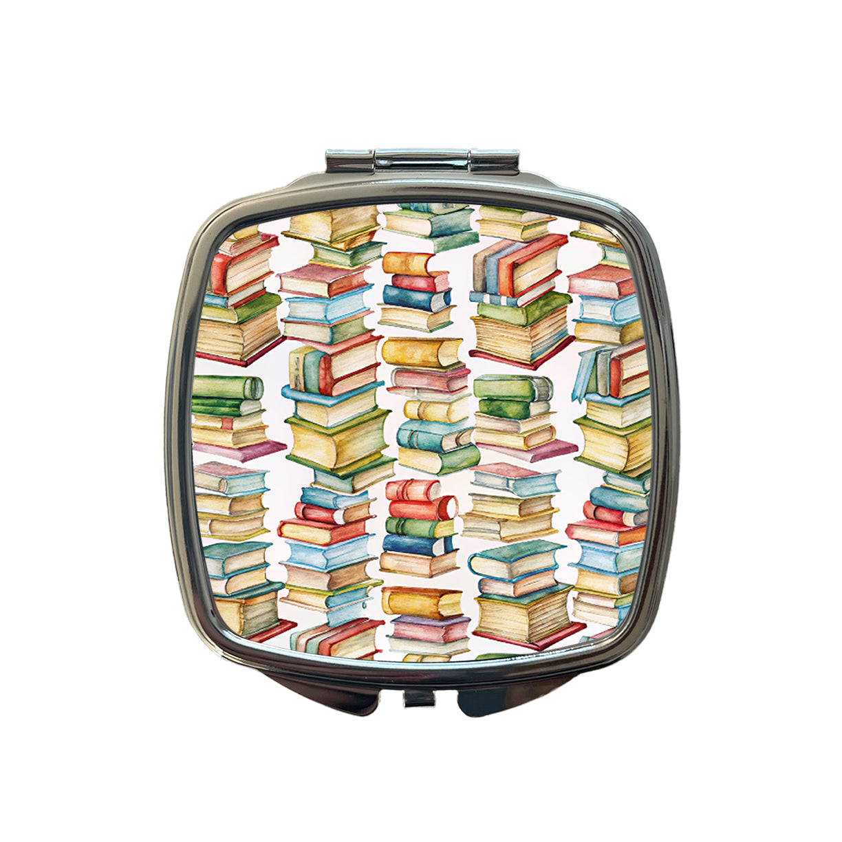 Lots Of Books Library Reading Reader Small Travel Purse Handbag Pocket Makeup Compact Mirror
