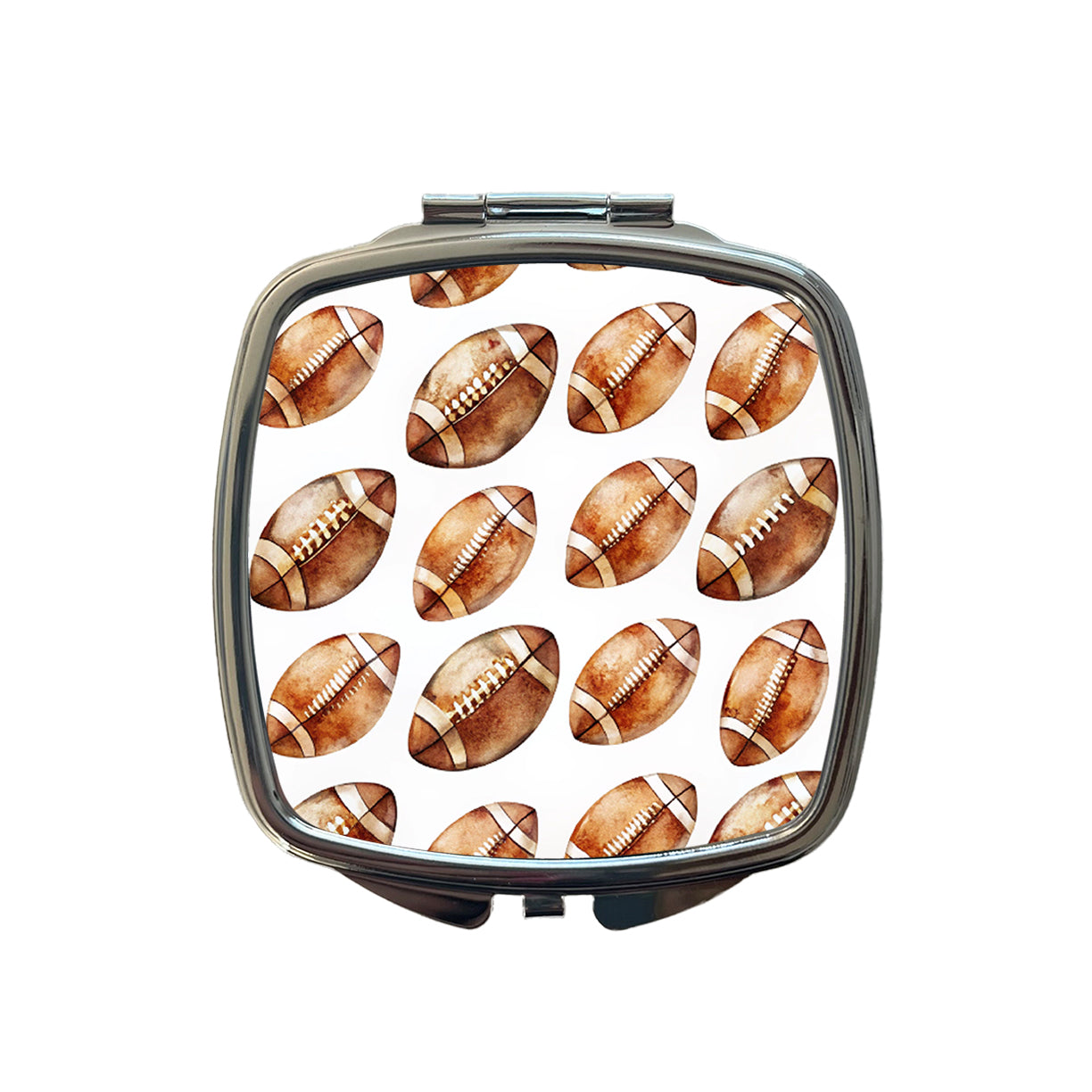 Lots Of Brown Footballs Small Travel Purse Handbag Pocket Makeup Compact Mirror