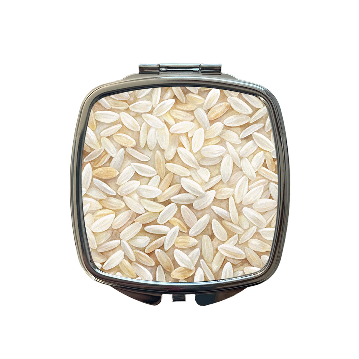 Lots Of White Rice Small Travel Purse Handbag Pocket Makeup Compact Mirror