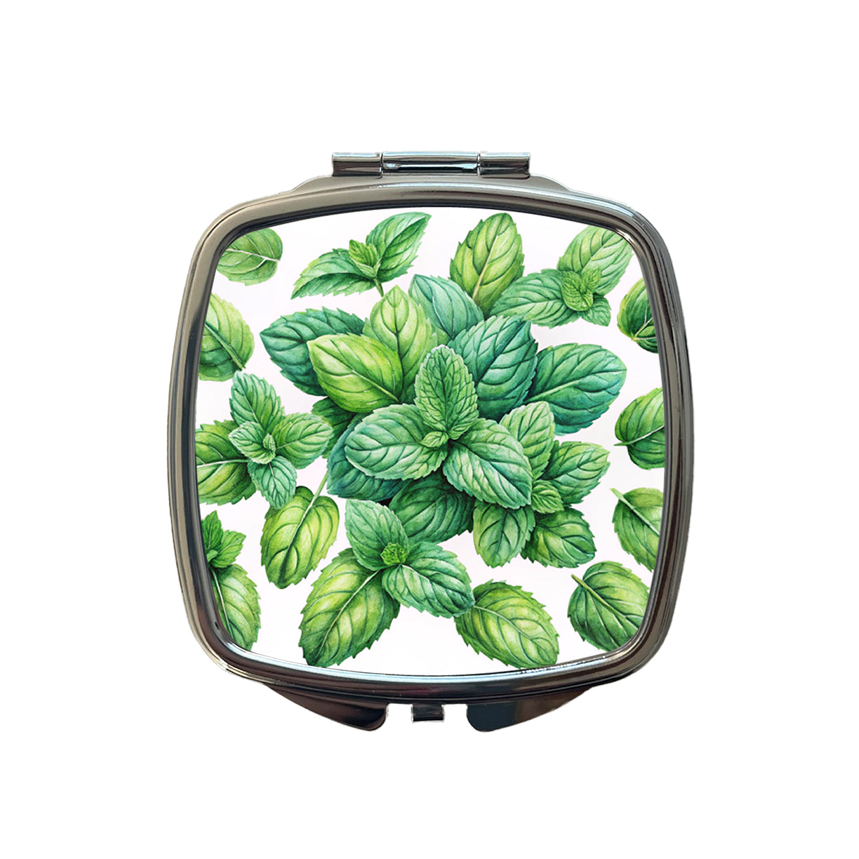Mint Leaves Watercolor Small Travel Purse Handbag Pocket Makeup Compact Mirror