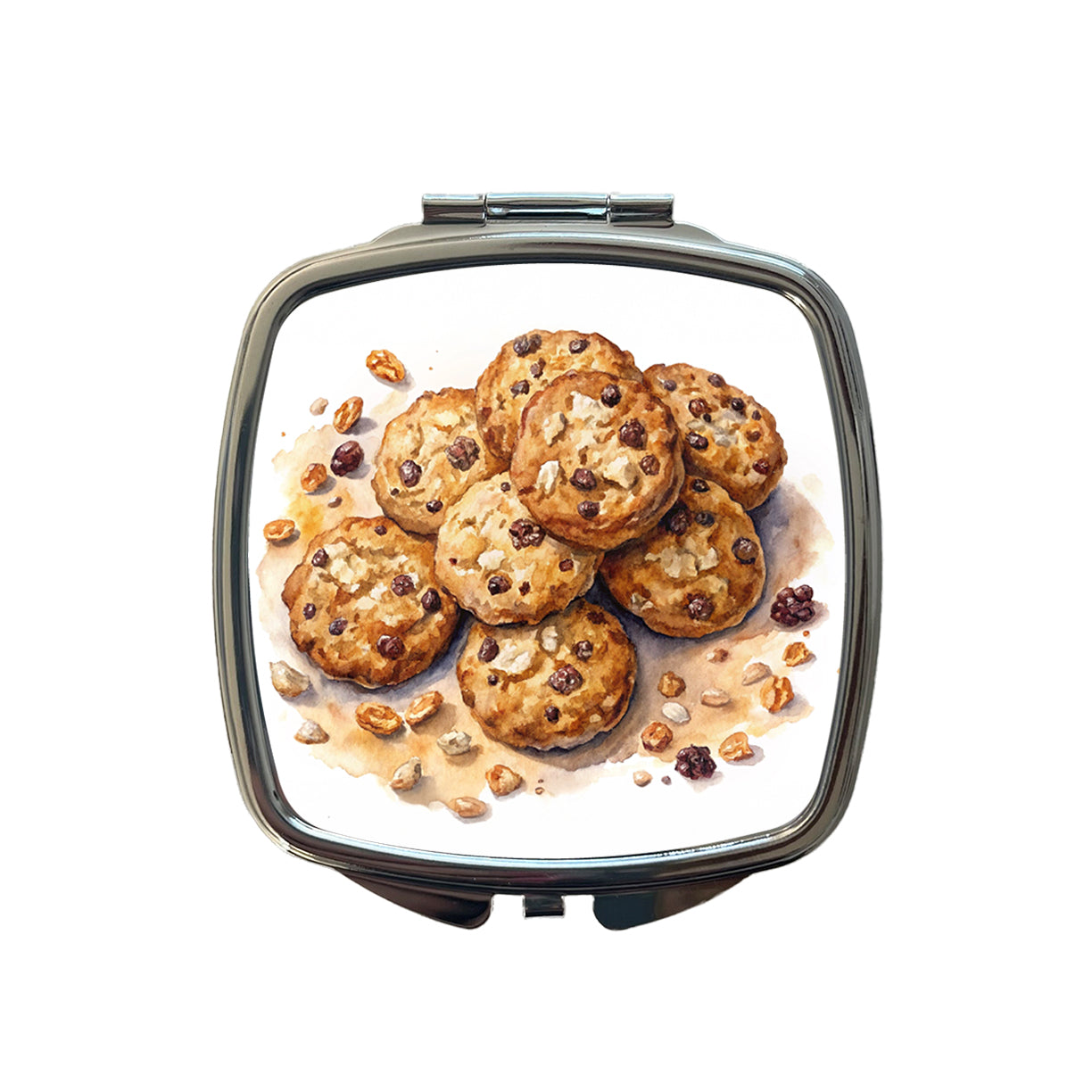 Oatmeal Raisin Cookies Small Travel Purse Handbag Pocket Makeup Compact Mirror