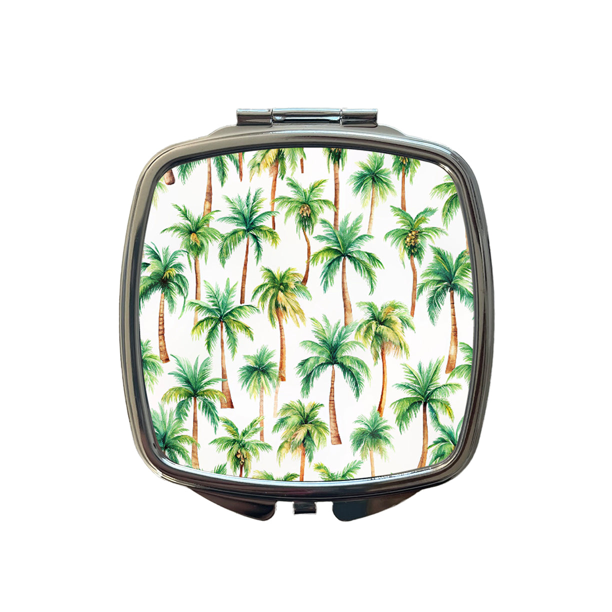 Palm Trees Pattern Watercolor Small Travel Purse Handbag Pocket Makeup Compact Mirror
