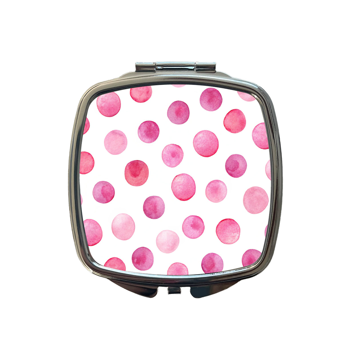 Pink Polka Dots White Background Small Travel Purse Handbag Pocket Makeup Compact Mirror