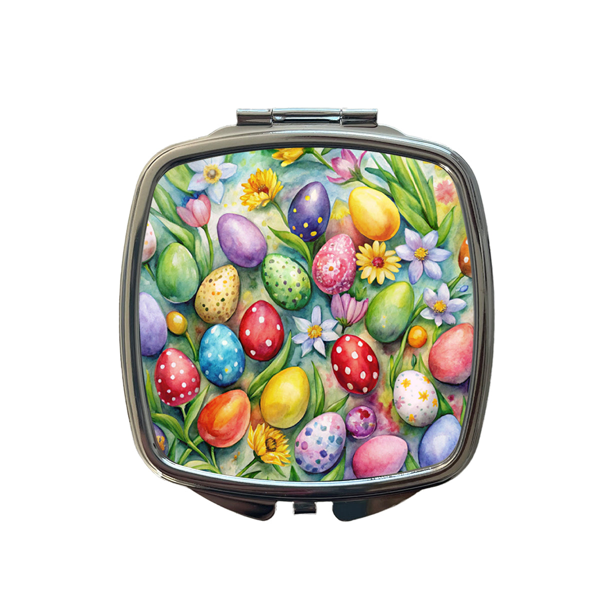 Pretty Easter Eggs Flowers Watercolor Small Travel Purse Handbag Pocket Makeup Compact Mirror