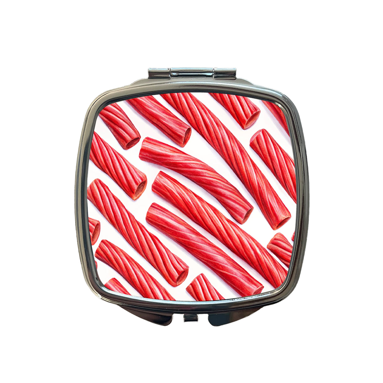 Red Licorice Small Travel Purse Handbag Pocket Makeup Compact Mirror