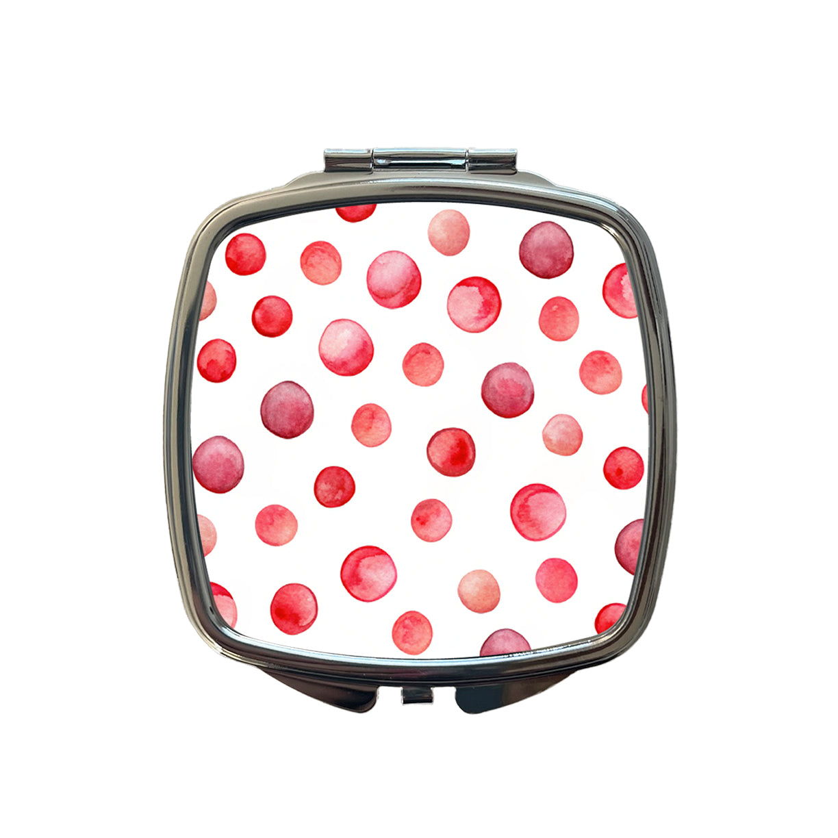 Red Polka Dots Fun White Background Small Travel Purse Handbag Pocket Makeup Compact Mirror