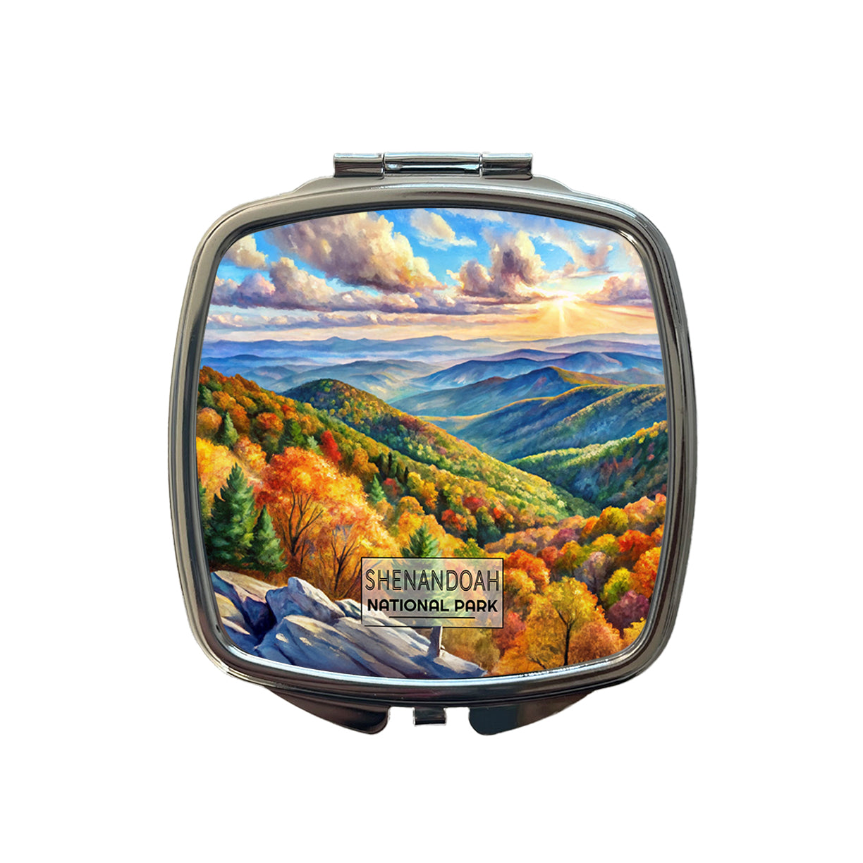 Shenandoah National Park Virginia Watercolor Small Travel Purse Handbag Pocket Makeup Compact Mirror