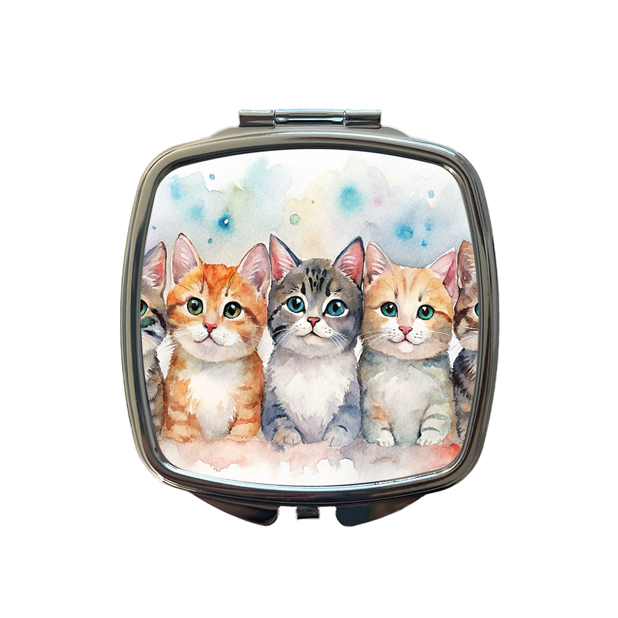 Small Cute Cats In A Row Small Travel Purse Handbag Pocket Makeup Compact Mirror