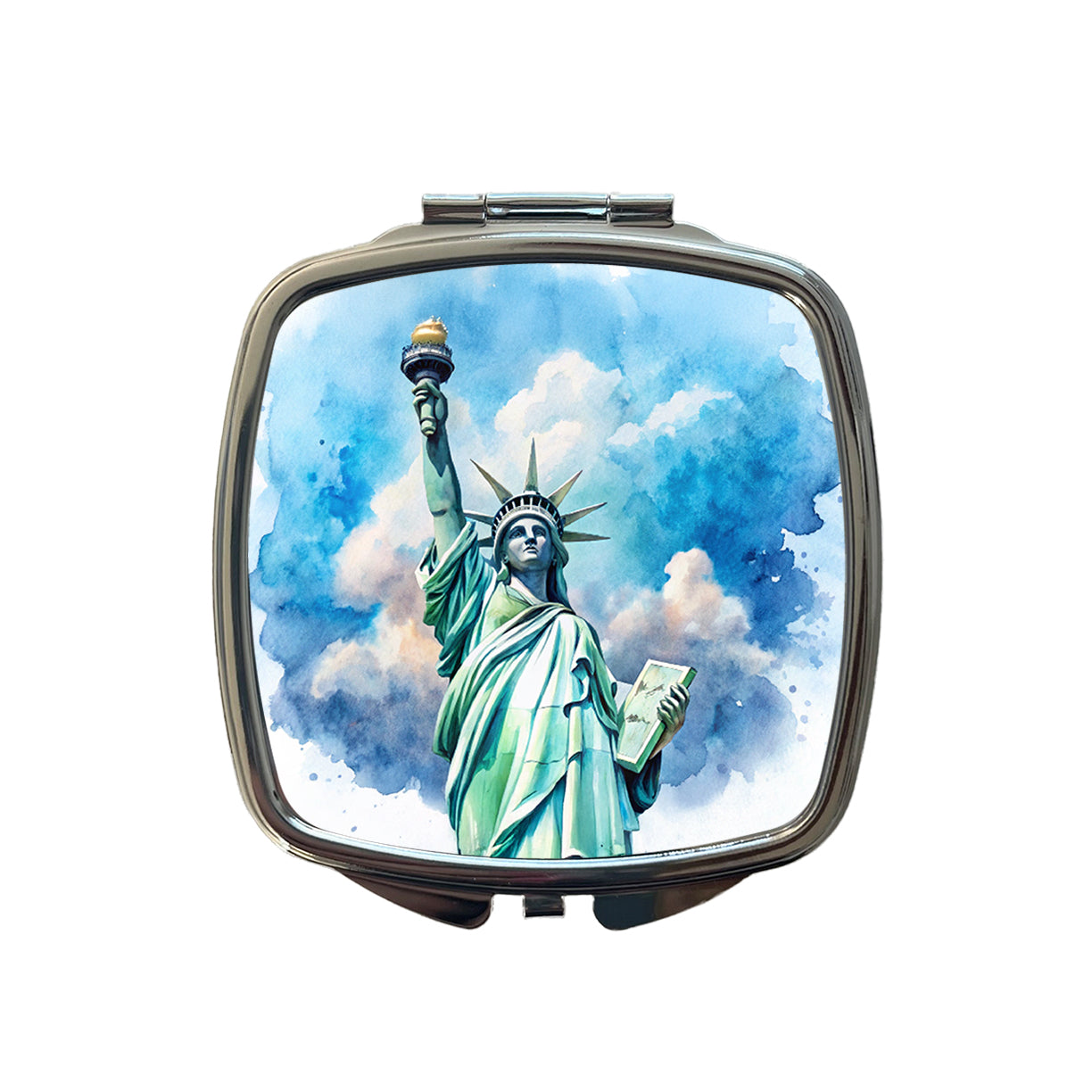 Statue Of Liberty Travel New York Watercolor Small Travel Purse Handbag Pocket Makeup Compact Mirror