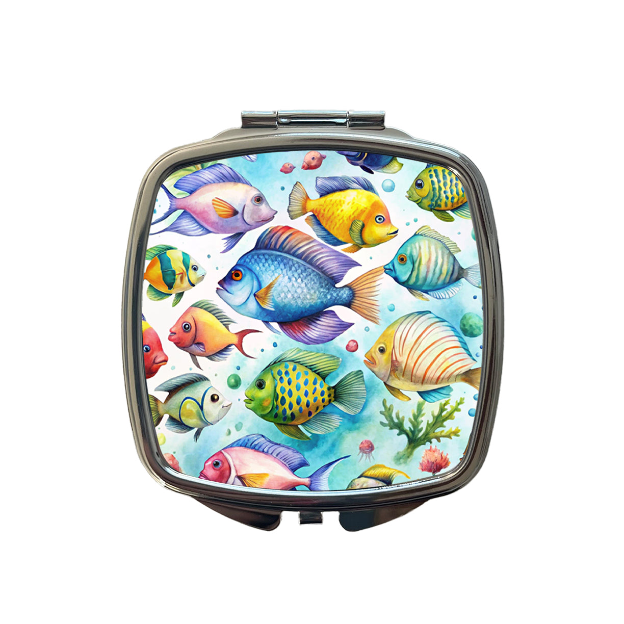 Tropical Fish Swimming Ocean Small Travel Purse Handbag Pocket Makeup Compact Mirror