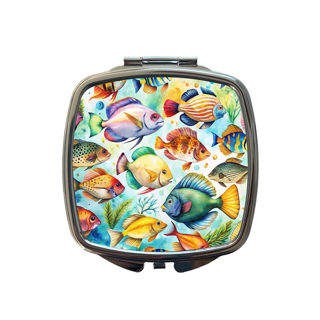 Tropical Fish Watercolor Small Travel Purse Handbag Pocket Makeup Compact Mirror