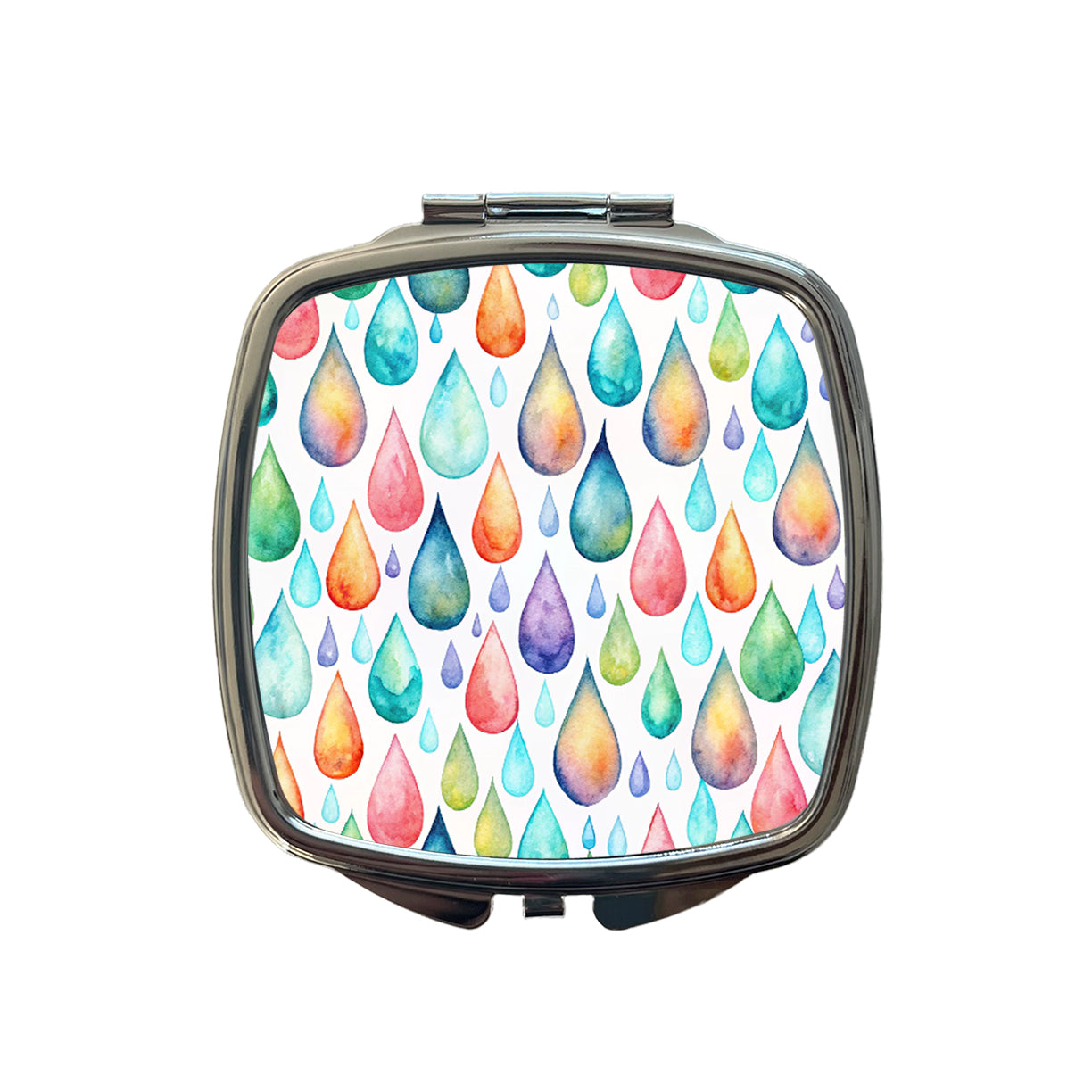 Water Droplets Colorful Watercolor Small Travel Purse Handbag Pocket Makeup Compact Mirror