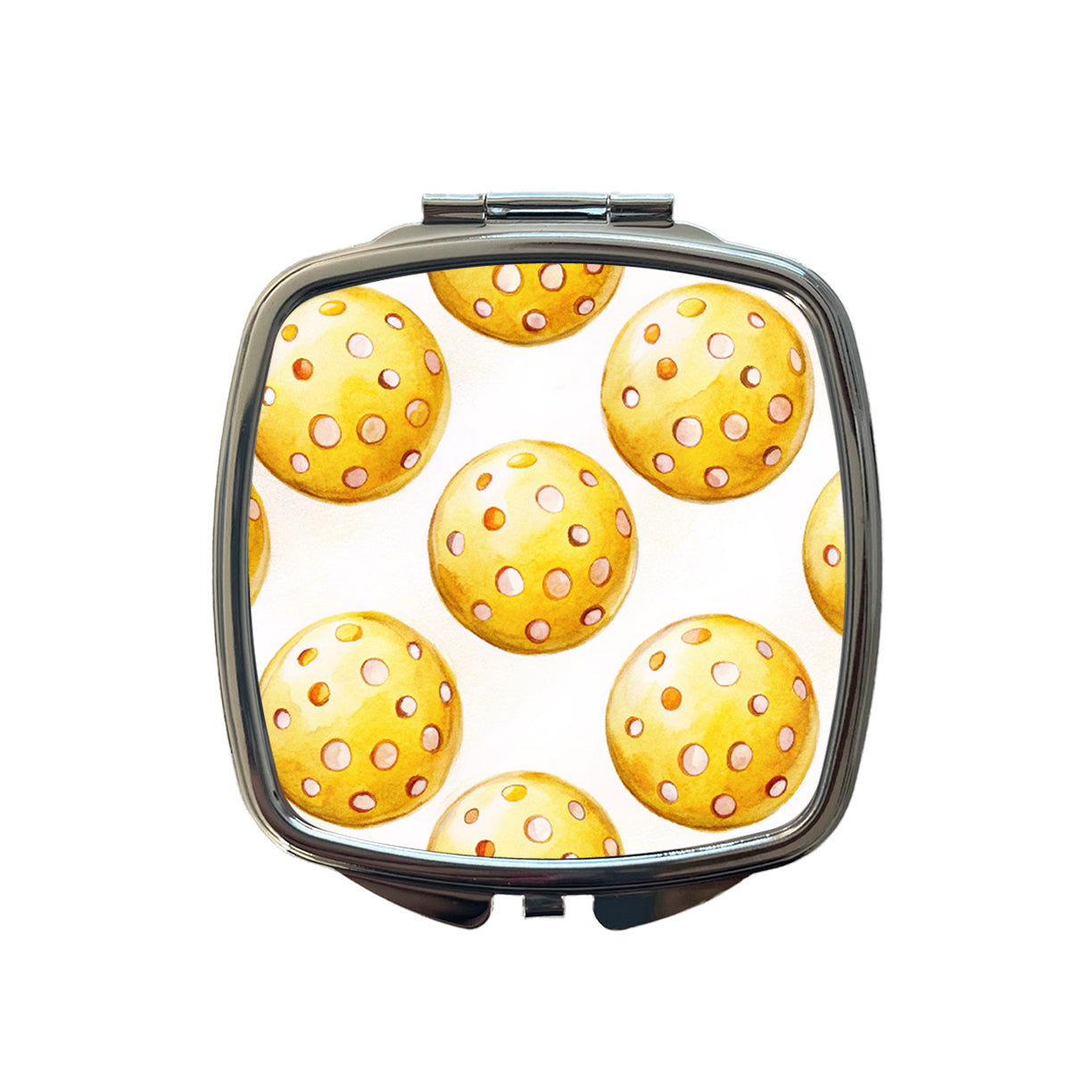 Yellow Pickleballs Small Travel Purse Handbag Pocket Makeup Compact Mirror