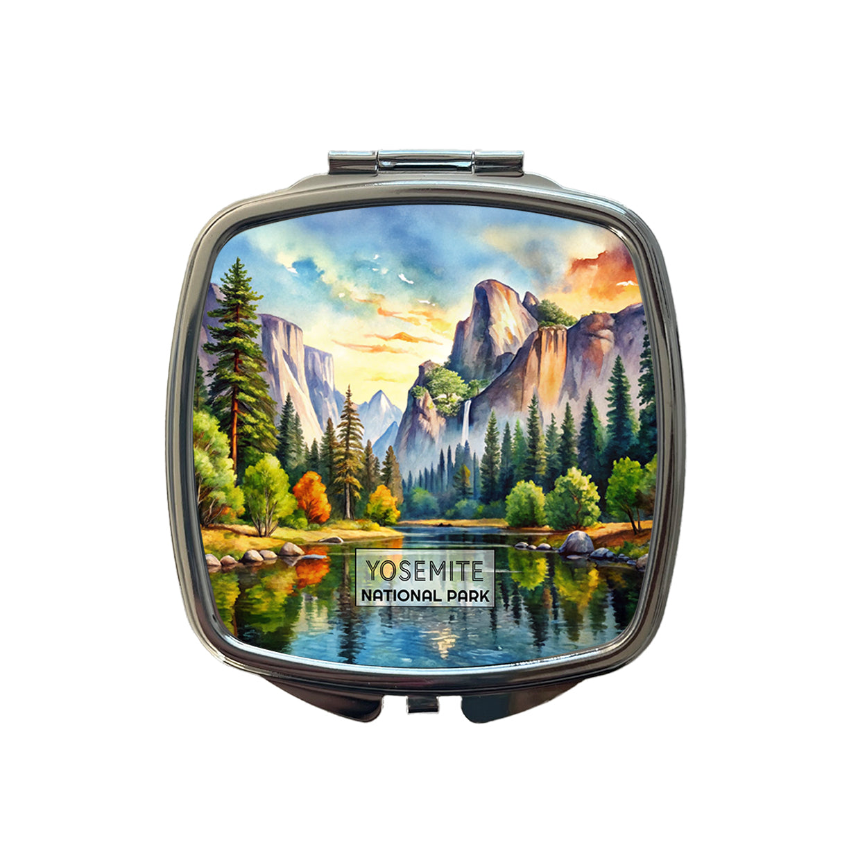 Yosemite National Park California Watercolor Small Travel Purse Handbag Pocket Makeup Compact Mirror