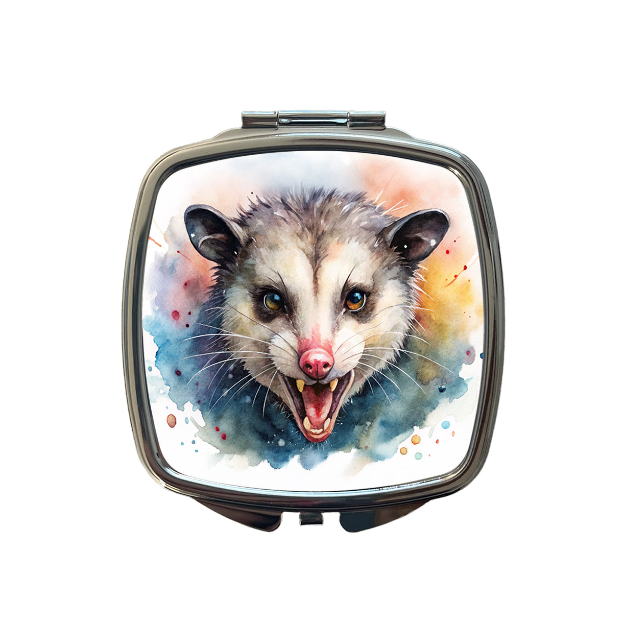 Angry Mad Opossum Watercolor Small Travel Purse Handbag Pocket Makeup Compact Mirror