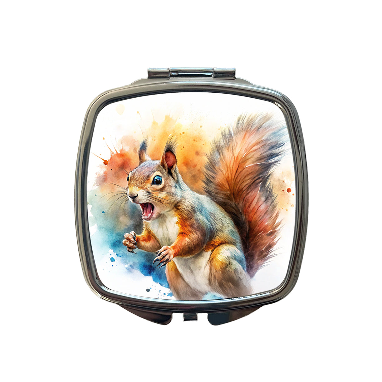 Angry Mad Squirrel Watercolor Small Travel Purse Handbag Pocket Makeup Compact Mirror