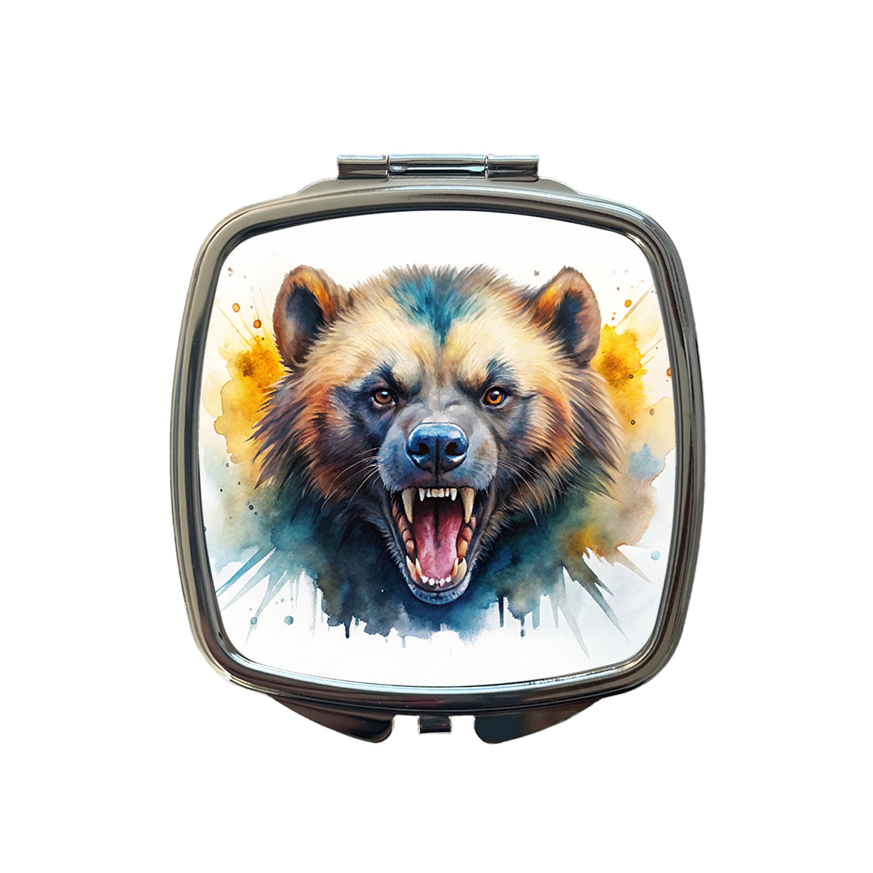 Angry Mad Wolverine Watercolor Small Travel Purse Handbag Pocket Makeup Compact Mirror