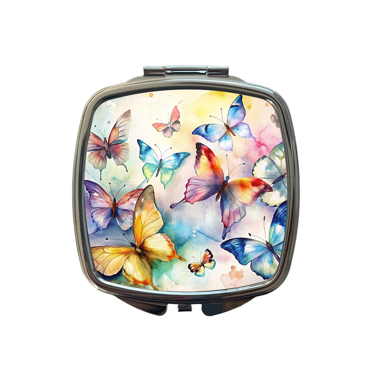 Beautiful Watercolor Colorful Butterflies Small Travel Purse Handbag Pocket Makeup Compact Mirror