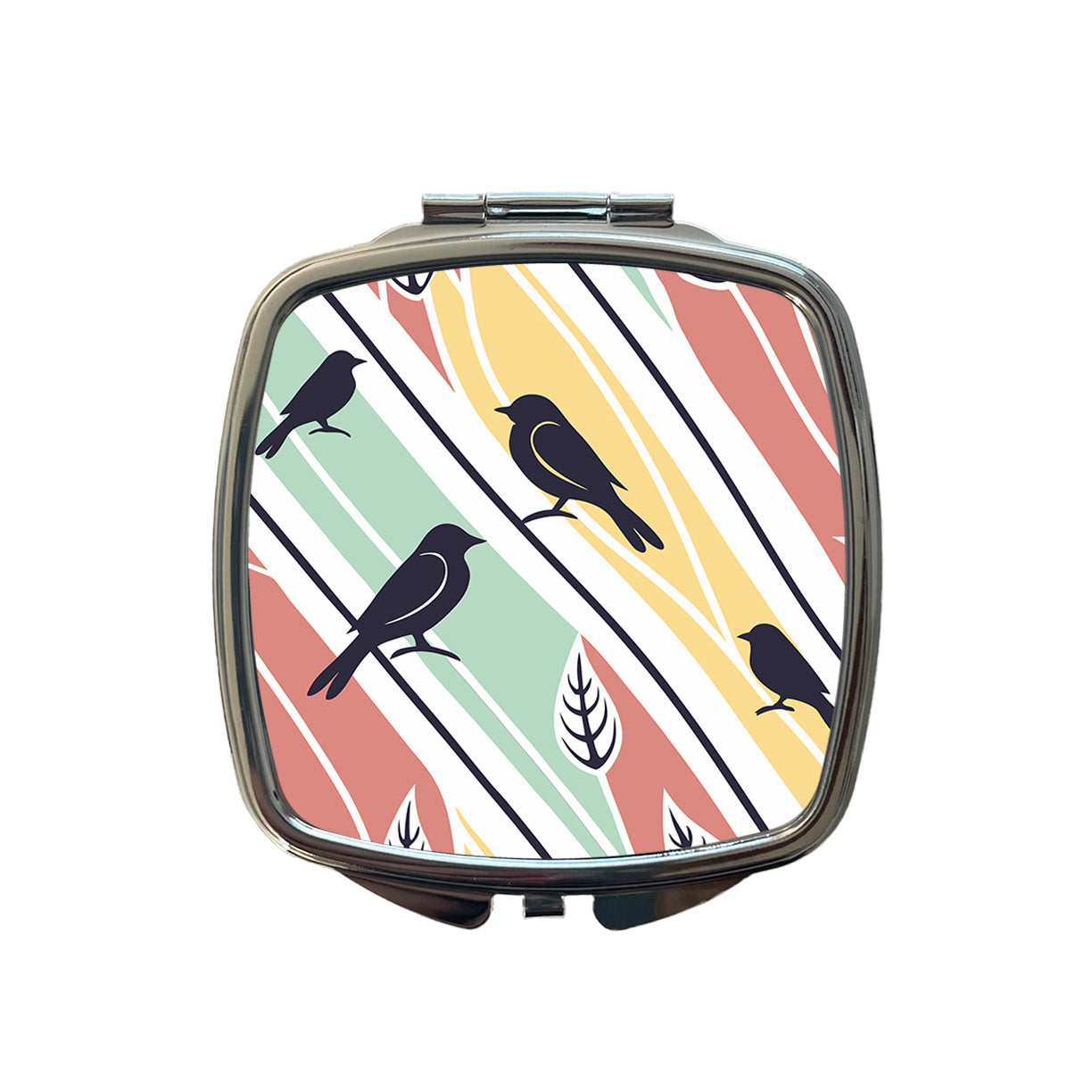 Birds And Trees Abstract Small Travel Purse Handbag Pocket Makeup Compact Mirror