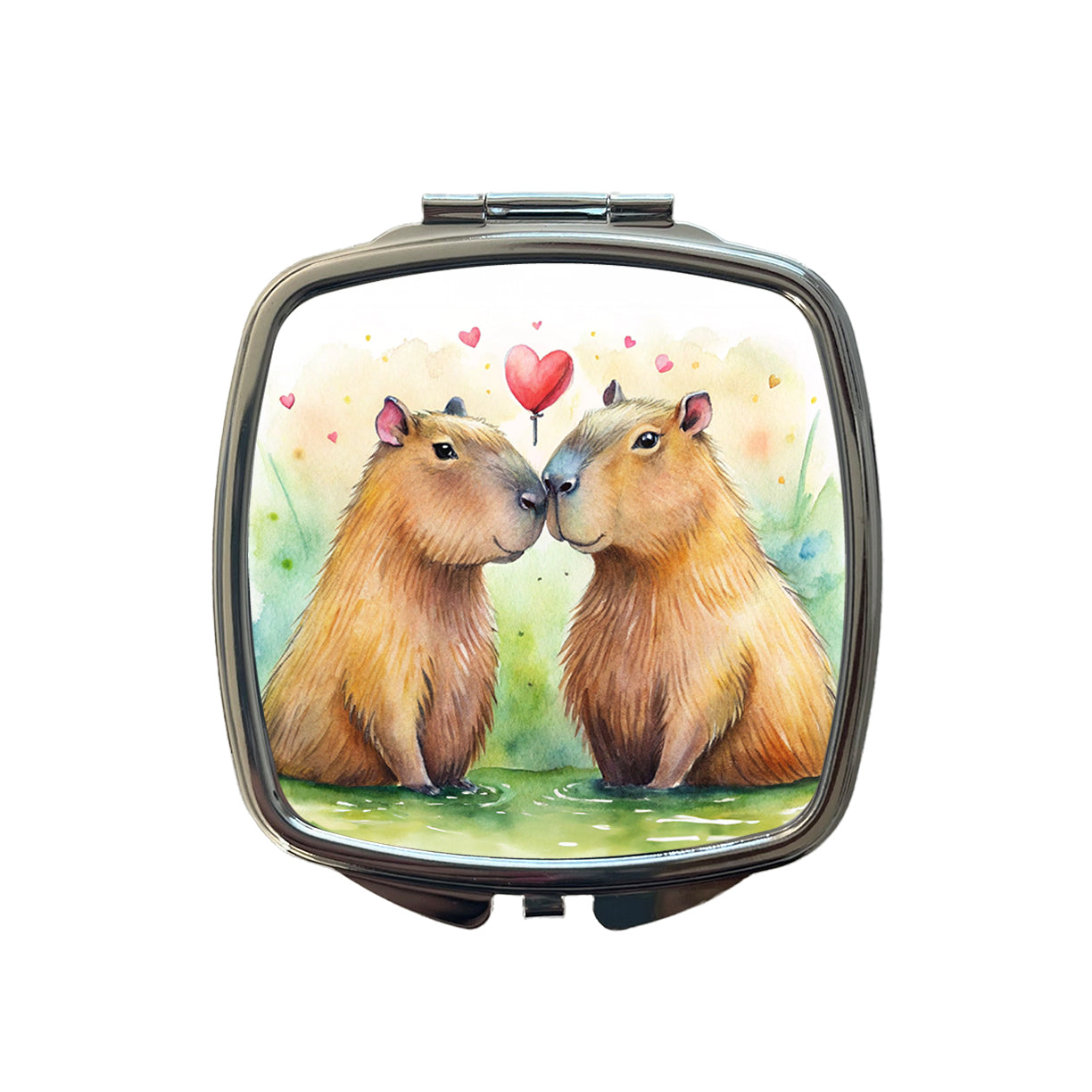 Capybaras In Love Valentine's Day Small Travel Purse Handbag Pocket Makeup Compact Mirror
