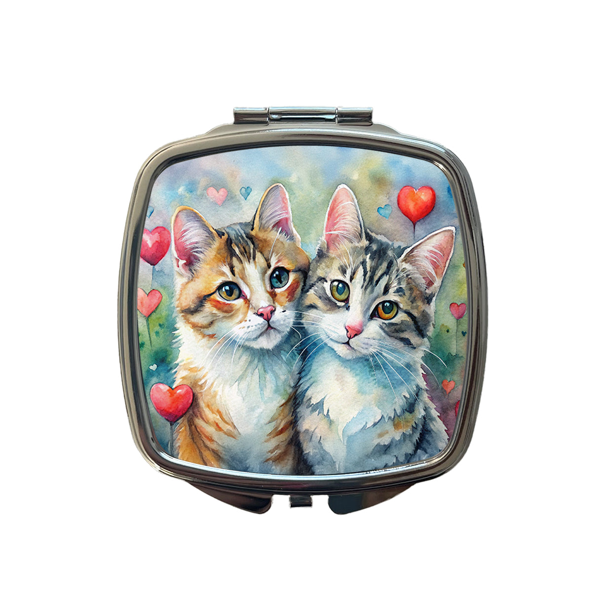 Cats In Love Valentine's Day Small Travel Purse Handbag Pocket Makeup Compact Mirror