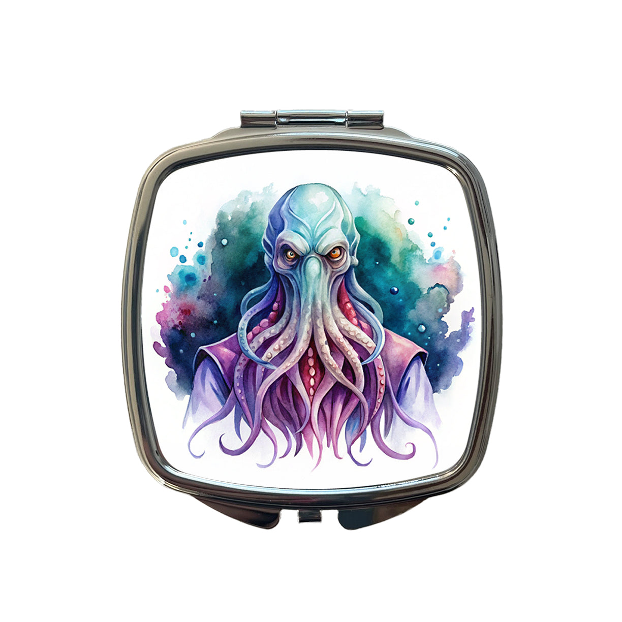 Fantasy Creature Monster Illithid Watercolor Small Travel Purse Handbag Pocket Makeup Compact Mirror