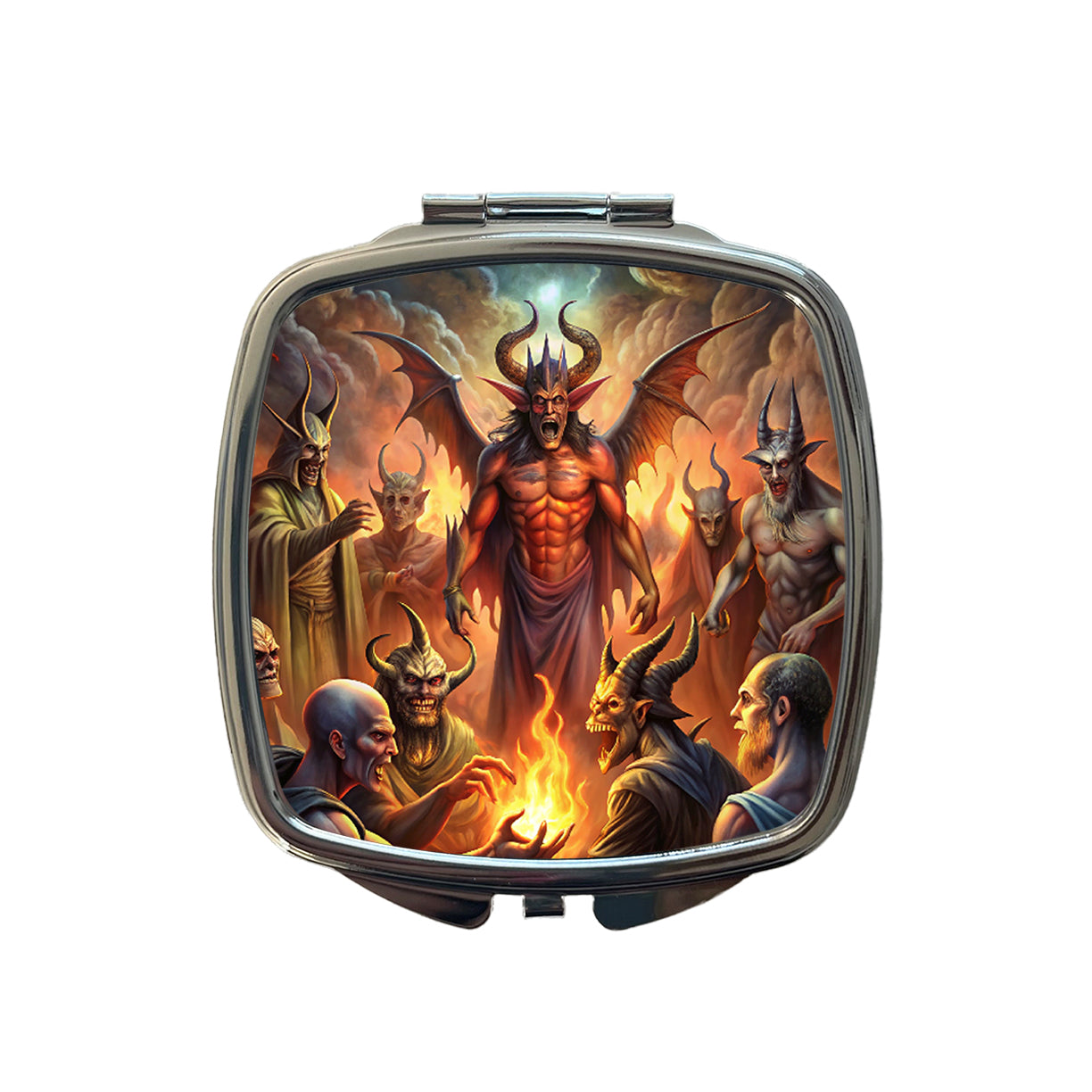Fantasy Demon Congregation By Firelight Small Travel Purse Handbag Pocket Makeup Compact Mirror