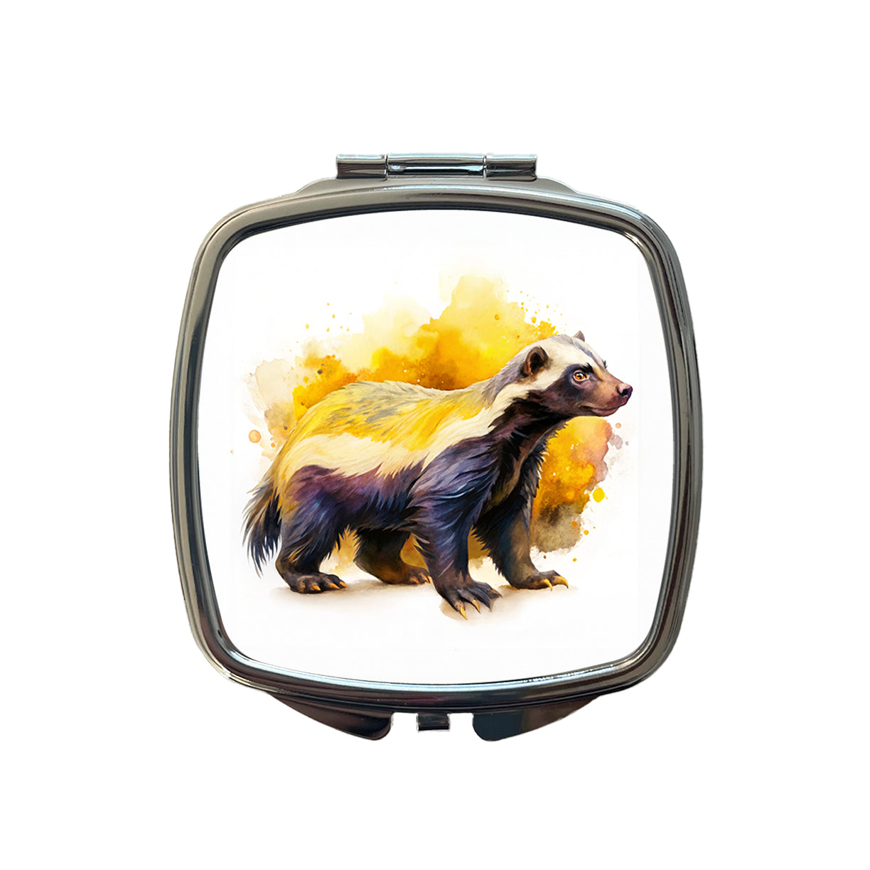 Honey Badger Watercolor Small Travel Purse Handbag Pocket Makeup Compact Mirror