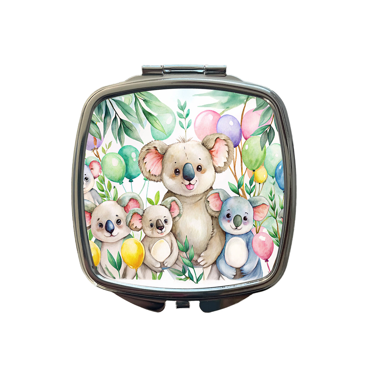 Koalas Having A Birthday Party Watercolor Small Travel Purse Handbag Pocket Makeup Compact Mirror