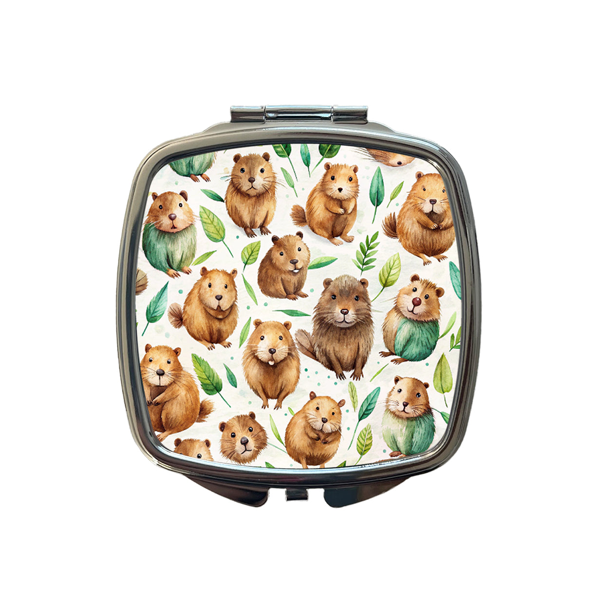 Lots Of Sweet Beavers Small Travel Purse Handbag Pocket Makeup Compact Mirror