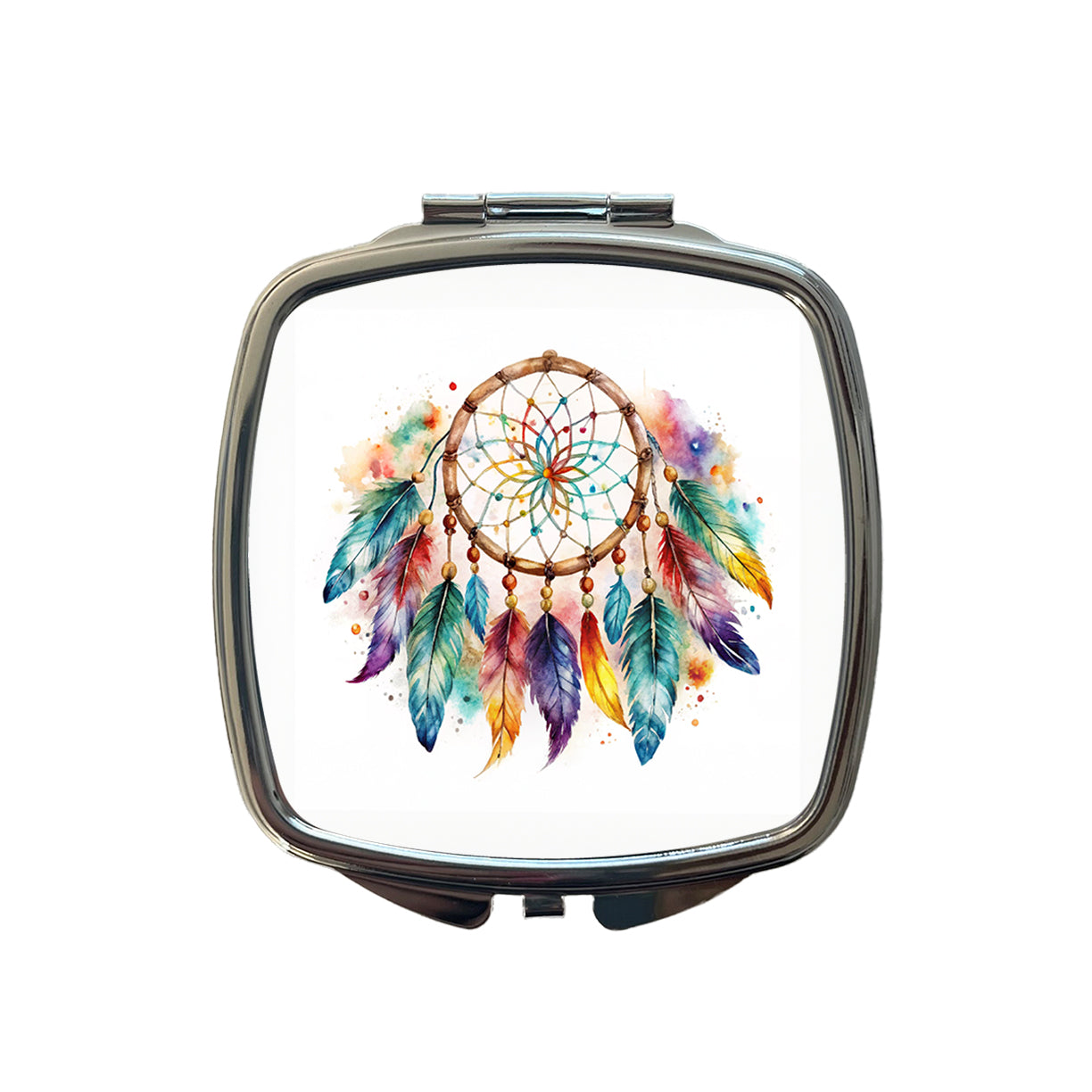 Native American Indian Dreamcatcher Watercolor Small Travel Purse Handbag Pocket Makeup Compact Mirror