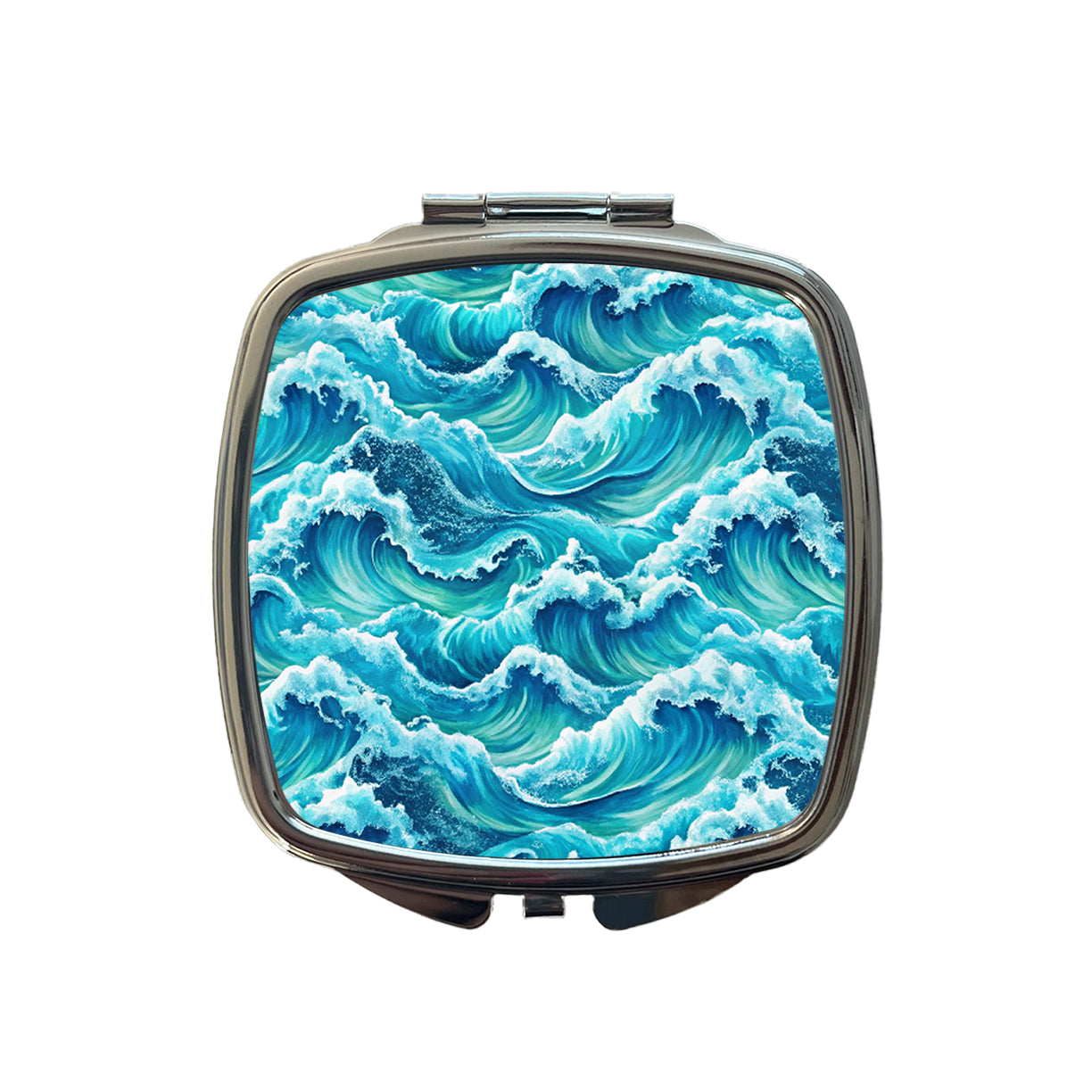 Ocean Waves Pattern Small Travel Purse Handbag Pocket Makeup Compact Mirror