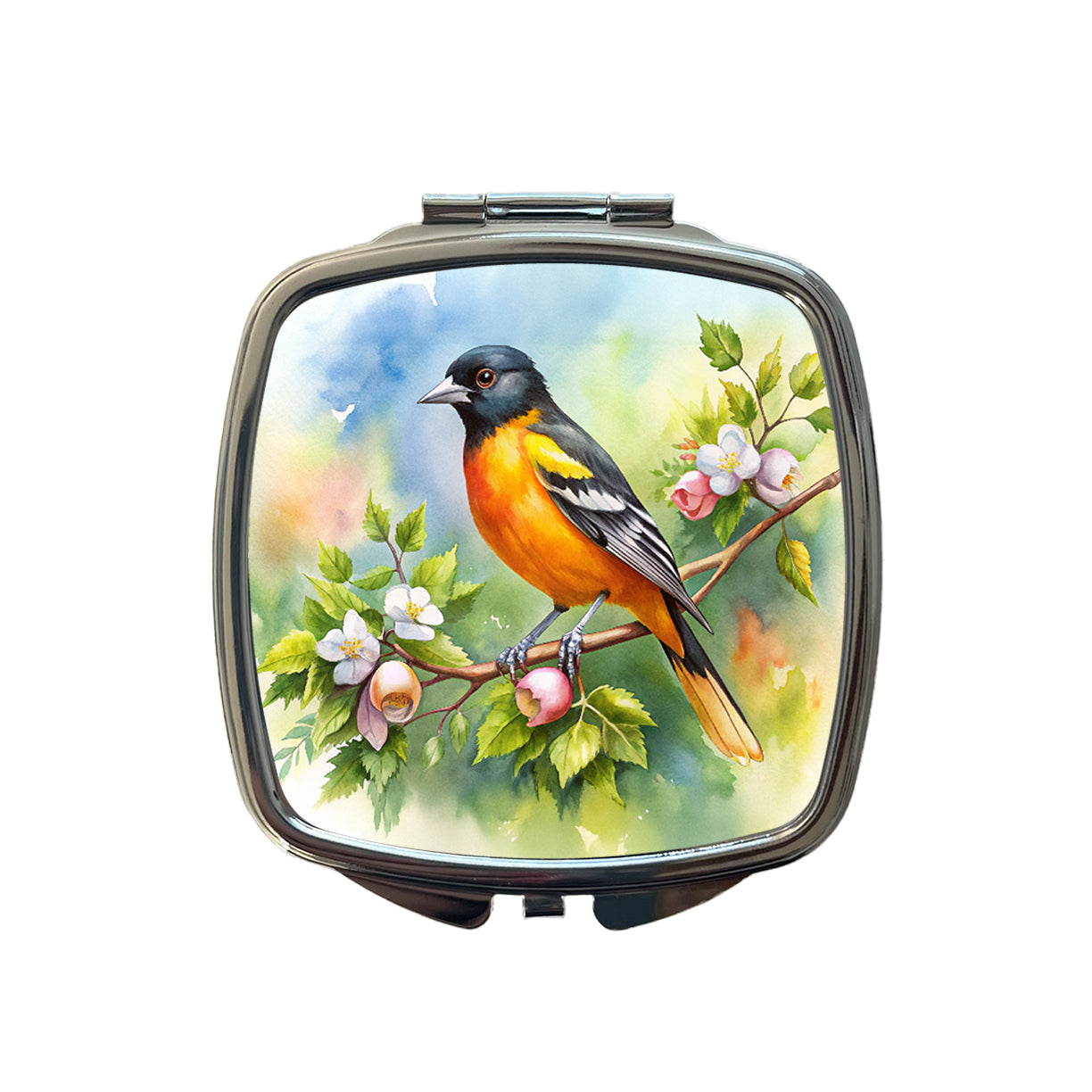 Oriole In Tree Bird Watercolor Small Travel Purse Handbag Pocket Makeup Compact Mirror