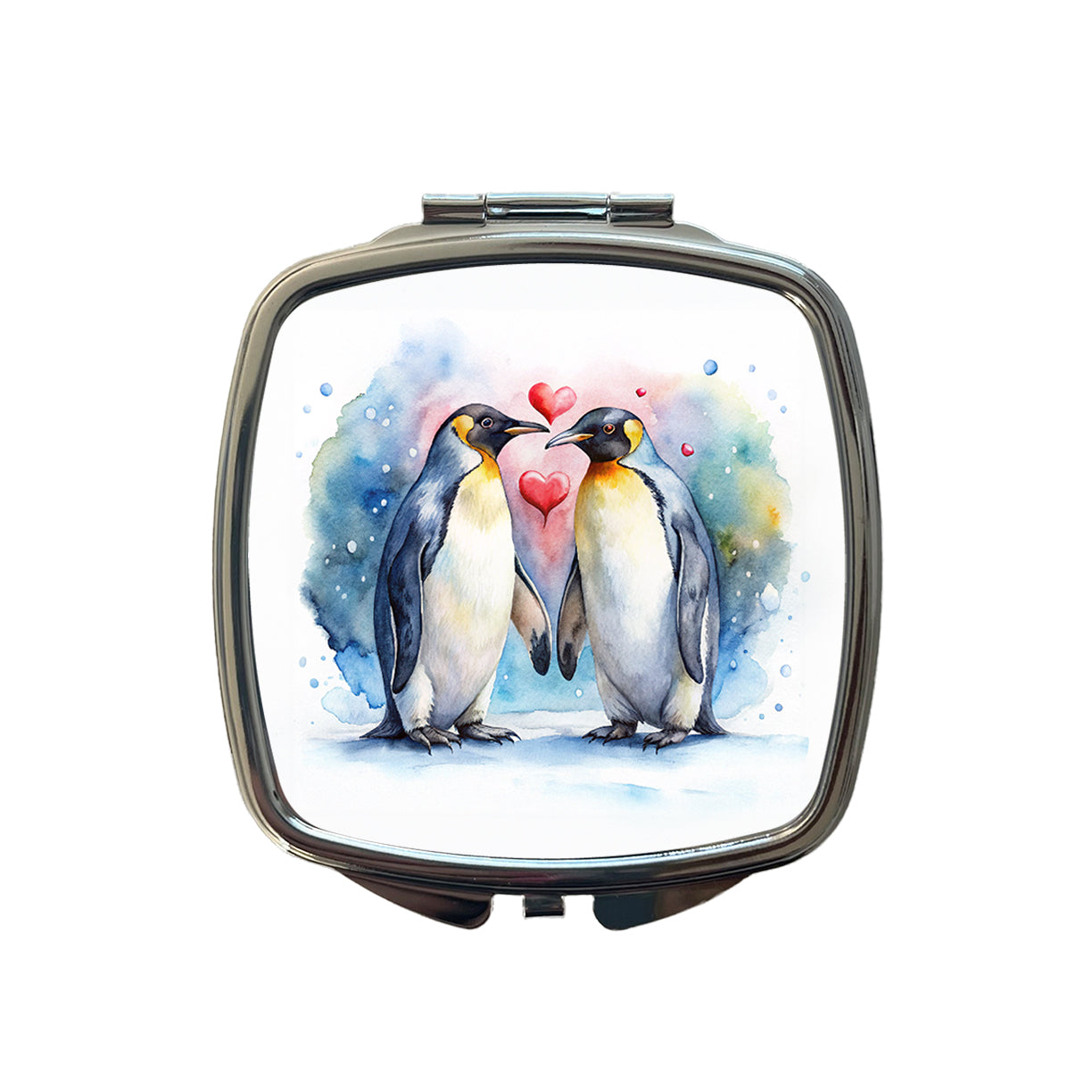 Penguins In Love Hearts Valentine's Day Small Travel Purse Handbag Pocket Makeup Compact Mirror