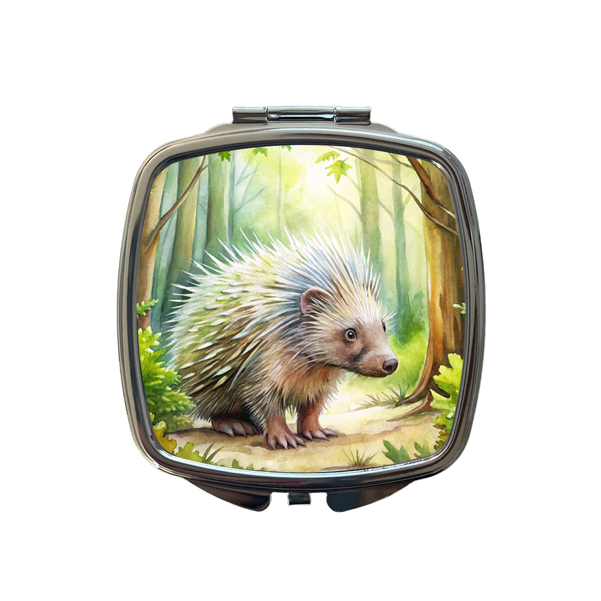 Porcupine In The Forest Watercolor Small Travel Purse Handbag Pocket Makeup Compact Mirror