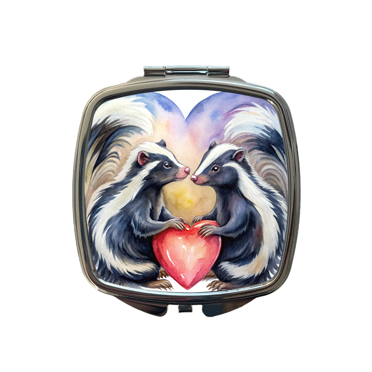 Skunks In Love Hearts Valentine's Day Small Travel Purse Handbag Pocket Makeup Compact Mirror