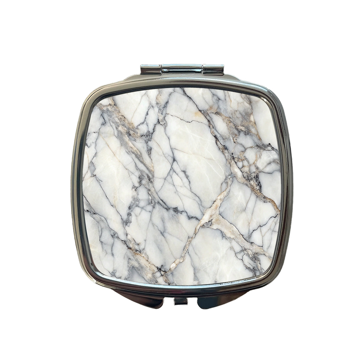 Sleek Faux Marble Small Travel Purse Handbag Pocket Makeup Compact Mirror