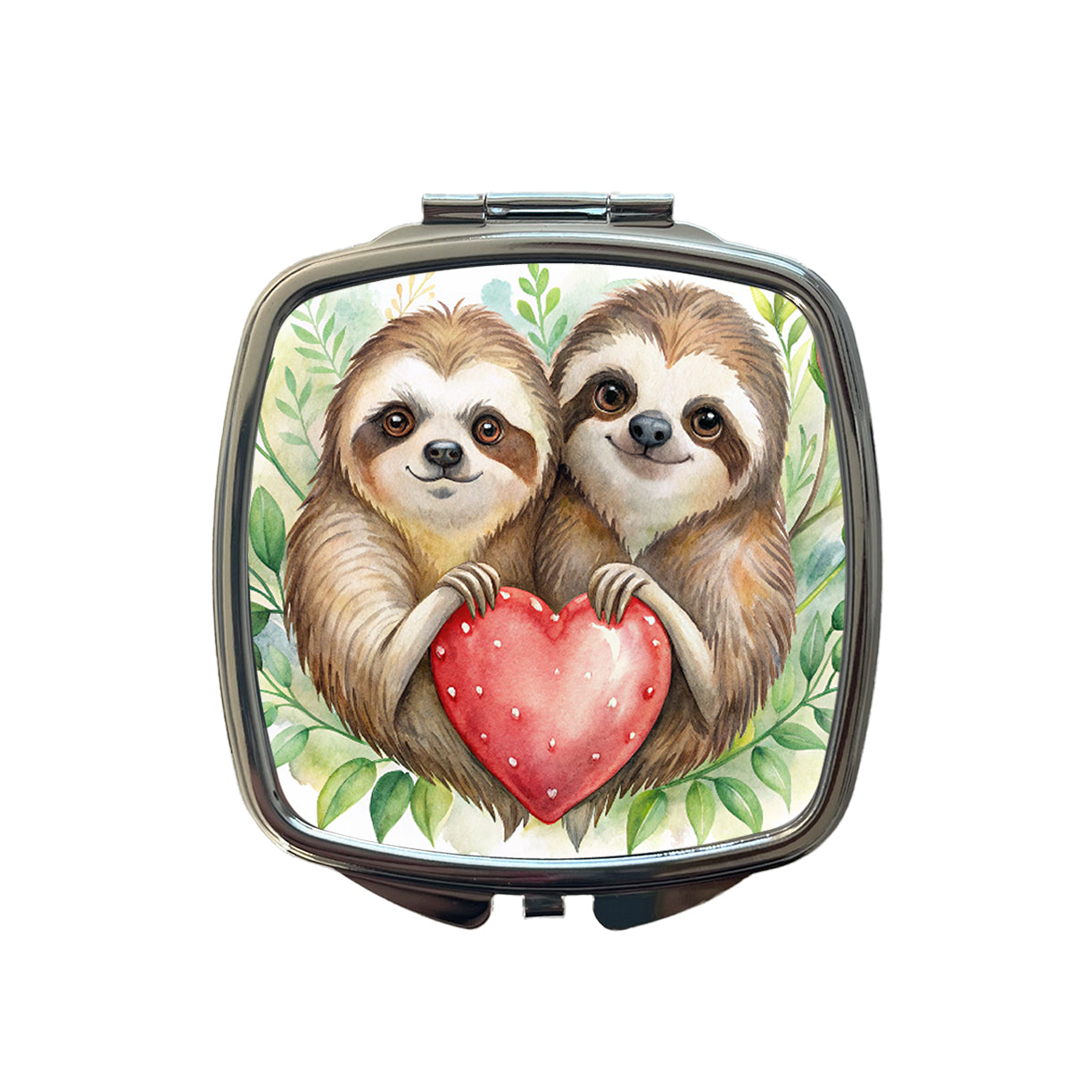 Sloths In Love Hearts Valentine's Day Small Travel Purse Handbag Pocket Makeup Compact Mirror