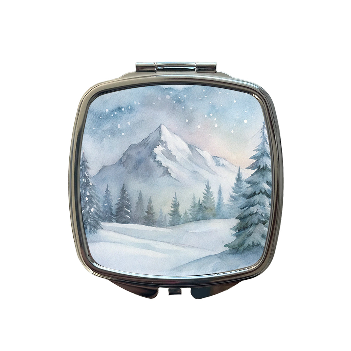 Snowy Wilderness Watercolor Small Travel Purse Handbag Pocket Makeup Compact Mirror