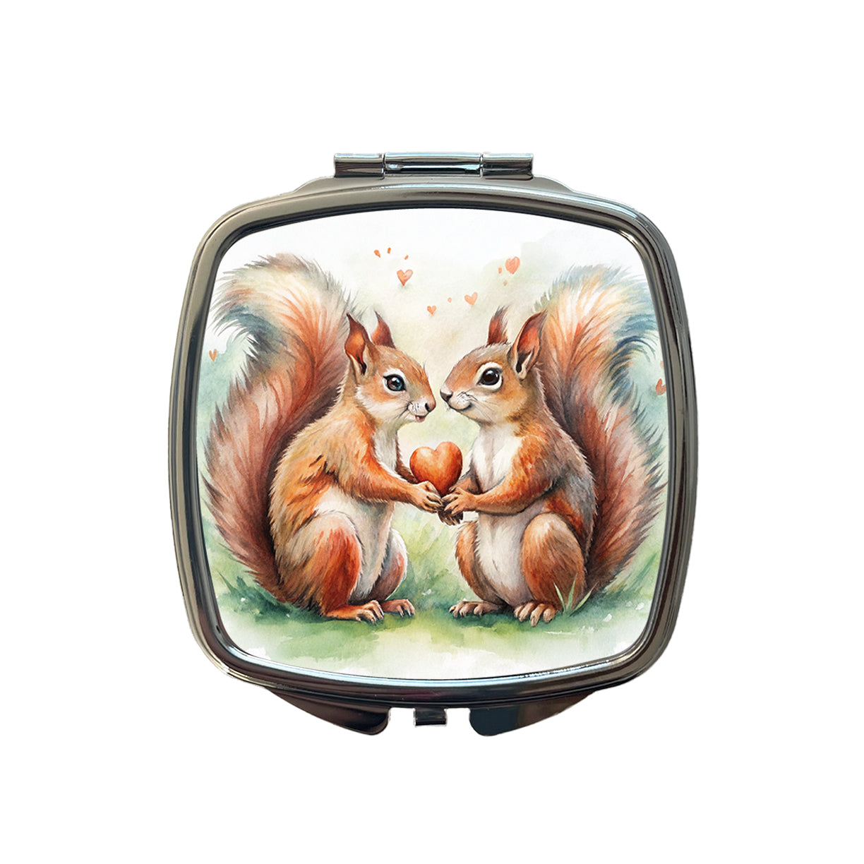 Squirrels In Love Hearts Valentine's Day Small Travel Purse Handbag Pocket Makeup Compact Mirror