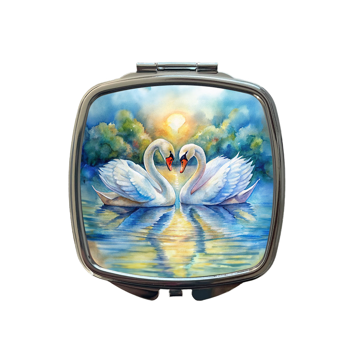 Swans In Love Valentine's Day Small Travel Purse Handbag Pocket Makeup Compact Mirror