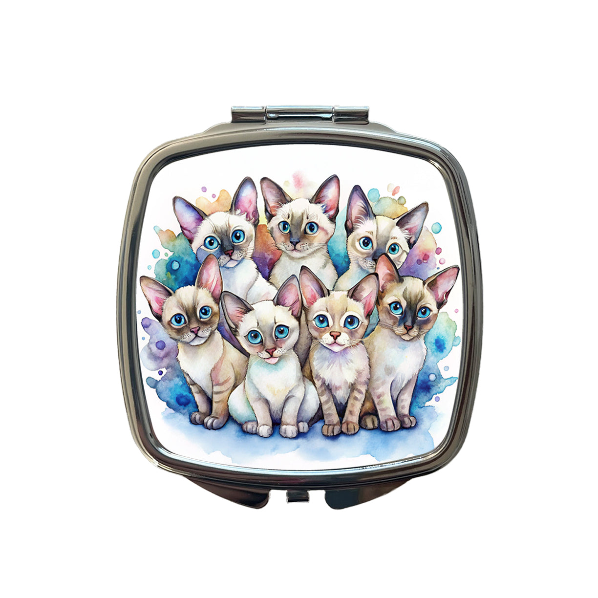 Sweet Colorpoint Shorthair Cats Small Travel Purse Handbag Pocket Makeup Compact Mirror