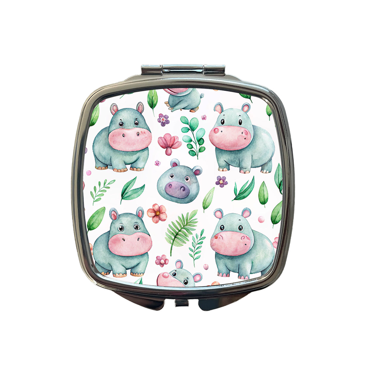 Sweet Hippos Small Travel Purse Handbag Pocket Makeup Compact Mirror