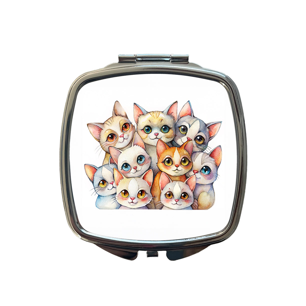 Sweet Khao Manee Cats Small Travel Purse Handbag Pocket Makeup Compact Mirror