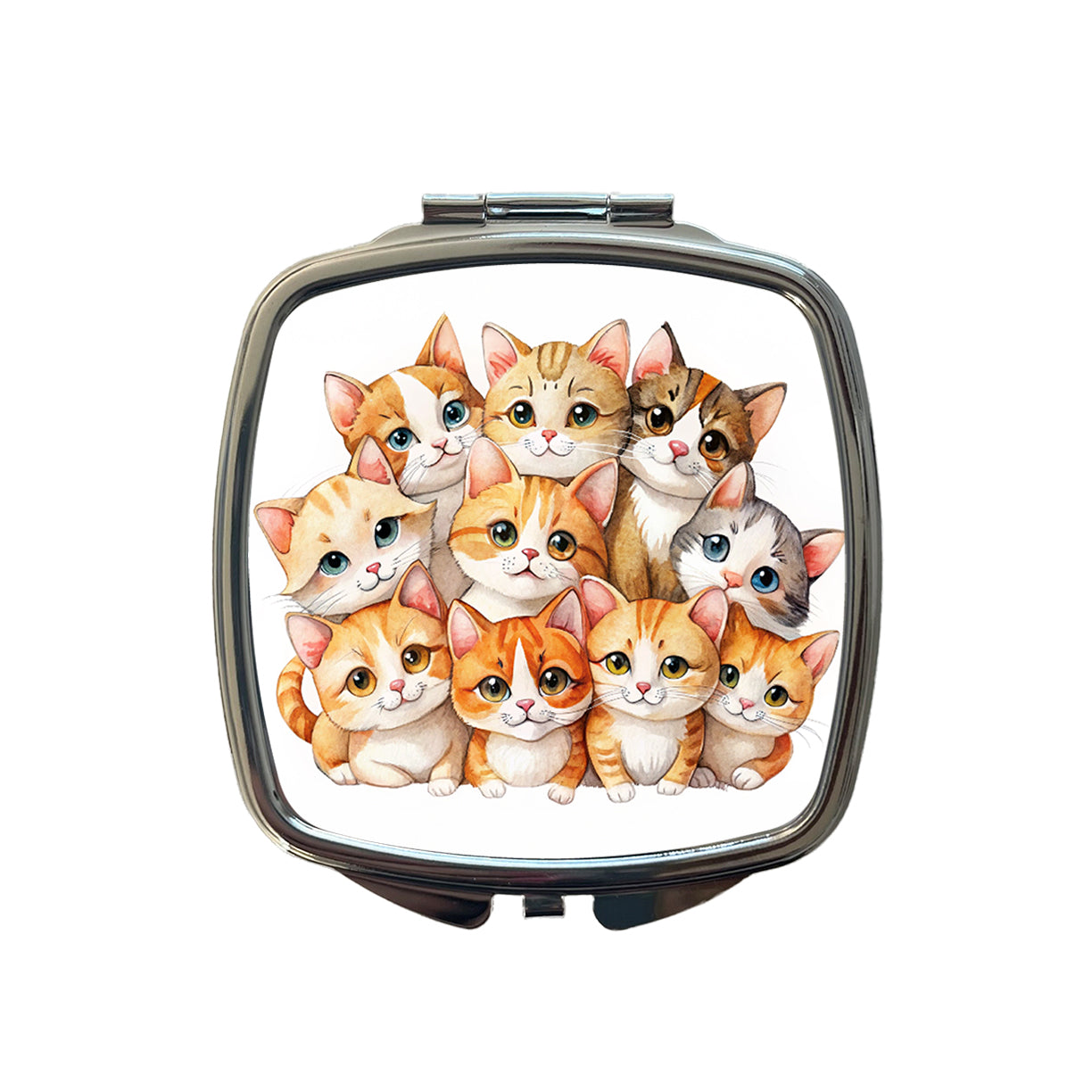 Sweet Orange And White Cats Small Travel Purse Handbag Pocket Makeup Compact Mirror