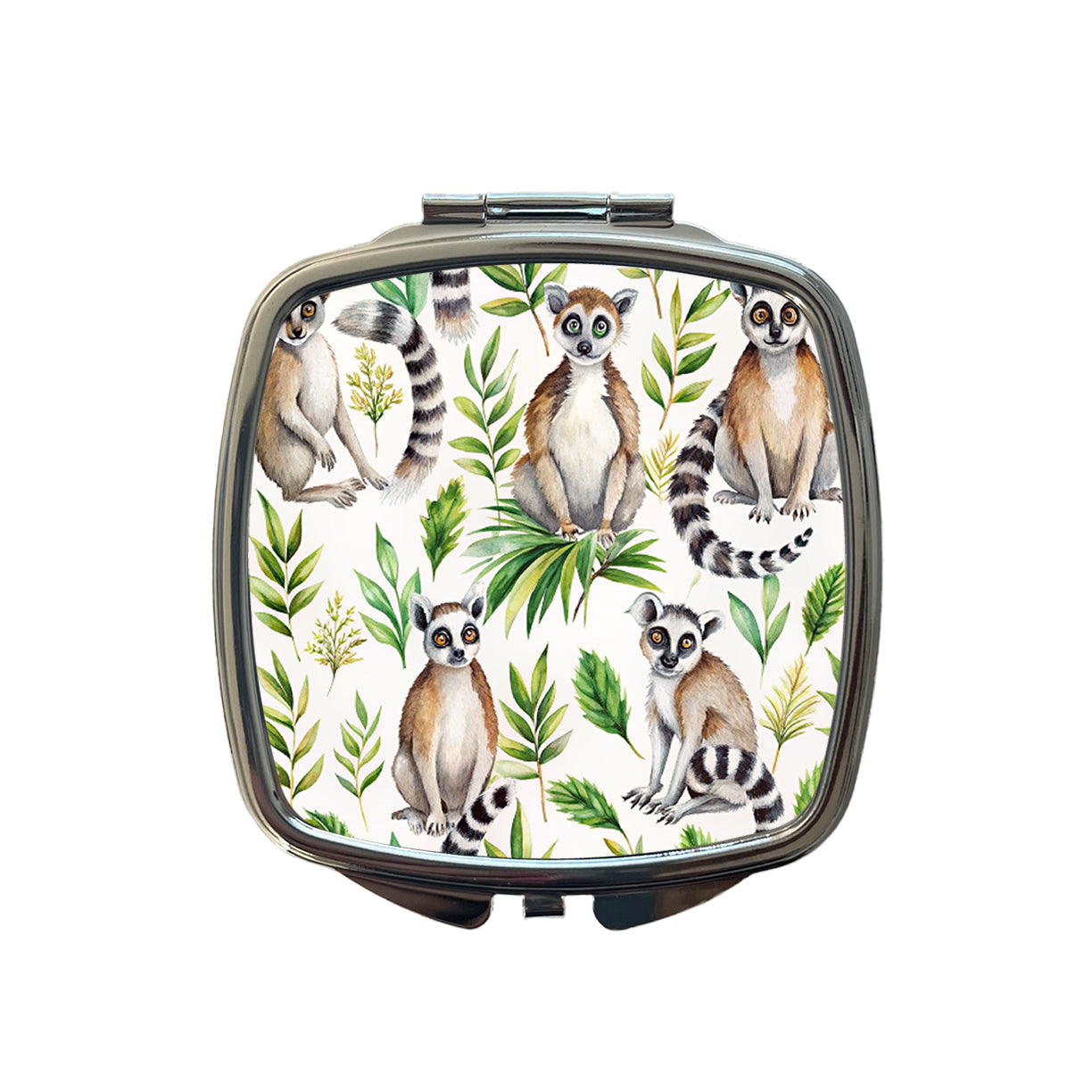 Sweet Ringtail Lemurs Small Travel Purse Handbag Pocket Makeup Compact Mirror