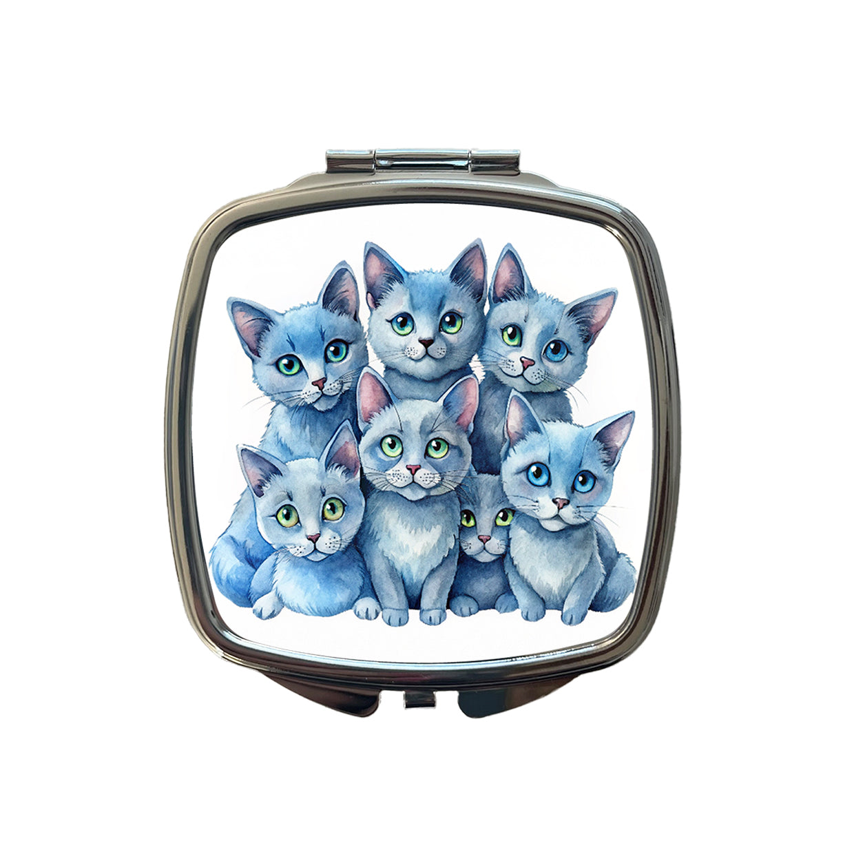 Sweet Russian Blue Cats Small Travel Purse Handbag Pocket Makeup Compact Mirror